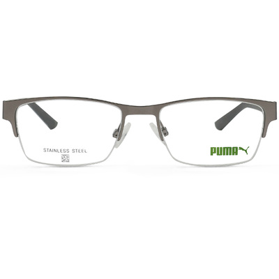 PUMA l 個性犀利長方半框眼鏡 金屬銀