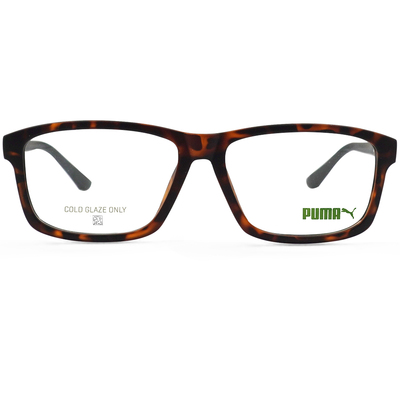 PUMA l 經典簡約方框眼鏡 玳瑁棕