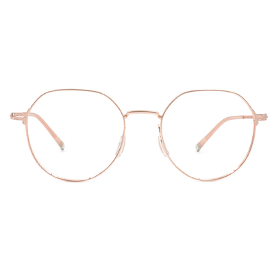 極‧舒適3.0系列 l 日系文藝多邊圓框眼鏡 | 玫瑰金