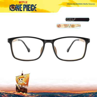 ONE PIECE |梅利號-航海地圖 長方框眼鏡|冷茶棕