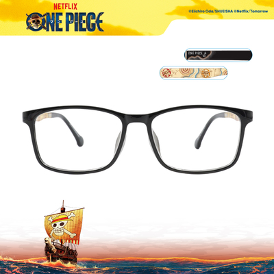 ONE PIECE |梅利號-航海地圖 長方框眼鏡|墨羽黑