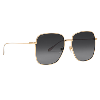 GUCCI | 日常低調方框太陽眼鏡 | 黑耀金邊