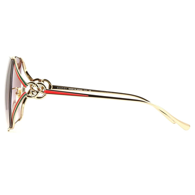 GUCCI | 雙槓風格多邊框太陽眼鏡 | 蜜桃粉金