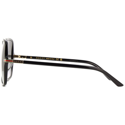 GUCCI | 古馳綠紅綠織帶大方框太陽眼鏡 | 典雅黑