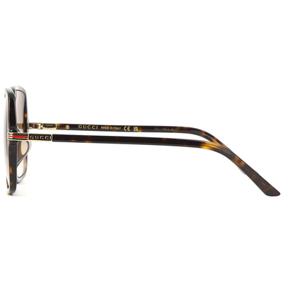 GUCCI | 古馳綠紅綠織帶大方框太陽眼鏡 | 典藏玳瑁