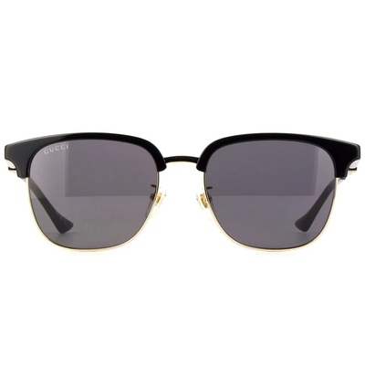 GUCCI | 個性綠紅綠織帶眉框太陽眼鏡 | 黑x金
