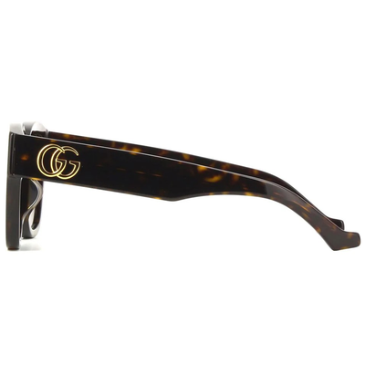 GUCCI | 獨特金色大G粗黑方框太陽眼鏡 |復古玳瑁