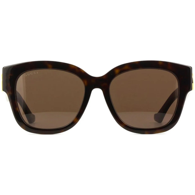 GUCCI | 獨特金色大G粗黑方框太陽眼鏡 |復古玳瑁
