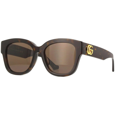 GUCCI | 獨特金色大G粗黑方框太陽眼鏡 |復古玳瑁