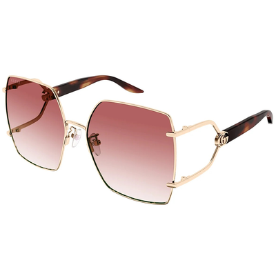 GUCCI | FORK叉子系列蝴蝶型無框太陽眼鏡 |時尚粉/玳瑁