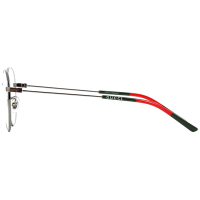 GUCCI |拼接風綠紅綠條紋圓框眼鏡 |黑紅撞色