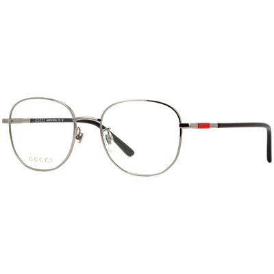 GUCCI | 側邊LOGO細圓框眼鏡 |銀黑色