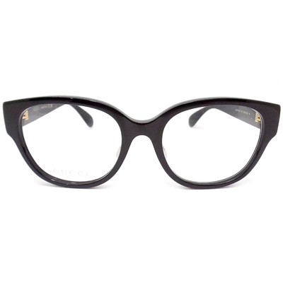 GUCCI | 時髦立體LOGO粗黑長方框眼鏡 |酷黑