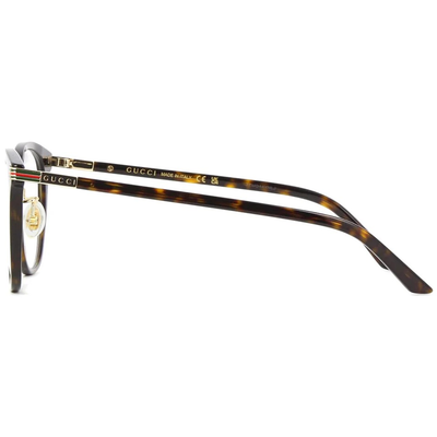 GUCCI | 簡約綠紅綠條紋多邊框眼鏡 |琥珀石