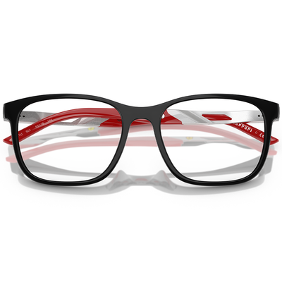 Ferrari法拉利 | 獨特個性長方框眼鏡 | 漆黑紅x白