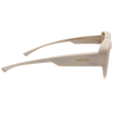 SUPER IDOL | 套鏡 | 復古粗黑長方框太陽眼鏡 | 淺米灰
