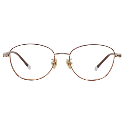 K-DESIGN動物聯萌 | 小貓愛吃魚 多邊框眼鏡 | 紅棕X金