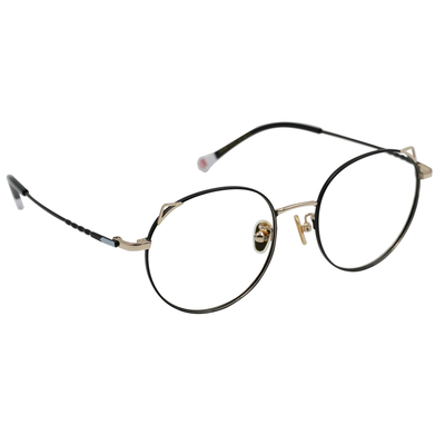 K-DESIGN動物聯萌 | 萌Q貓耳 圓框眼鏡 | 黑燦金