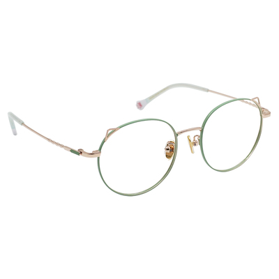 K-DESIGN動物聯萌 | 萌Q貓耳 圓框眼鏡 | 春芽綠