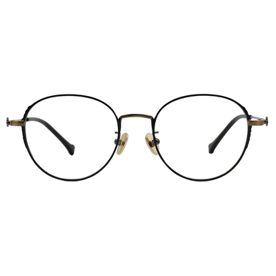 K-DESIGN動物聯萌 | 捲捲小耳朵 波士頓框眼鏡 | 箔金黑