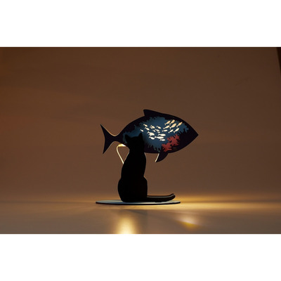 【SETO CRAFT】3D 木製 DIY 貓形氛圍小夜燈