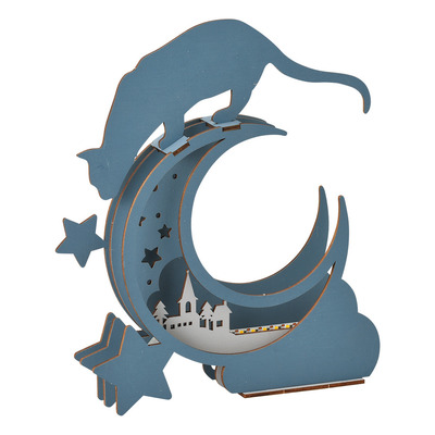 【SETO CRAFT】3D 木製 DIY 貓形氛圍小夜燈