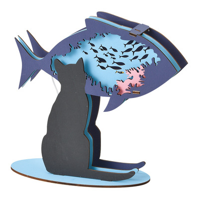 【SETO CRAFT】3D 木製 DIY 貓形氛圍小夜燈