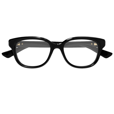 GUCCI | 經典小LOGO方框眼鏡 | 質感黑X金