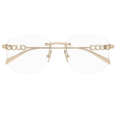 GUCCI | 雅致立體LOGO無邊框眼鏡 | 玫瑰金