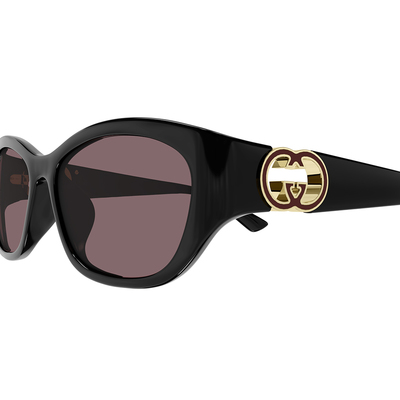 GUCCI | 奢雅迷光LOGO款貓眼框太陽眼鏡 | 黑X酒紅(限定款)