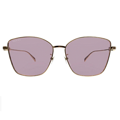 GUCCI | 立體LOGO多邊框太陽眼鏡 | 金X粉
