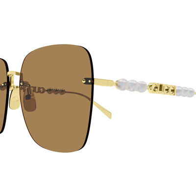 GUCCI | 珠光序曲大方框太陽眼鏡 | 暮光金