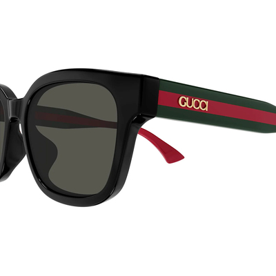GUCCI | 雋永映像方框太陽眼鏡 | 黑X經典紅綠