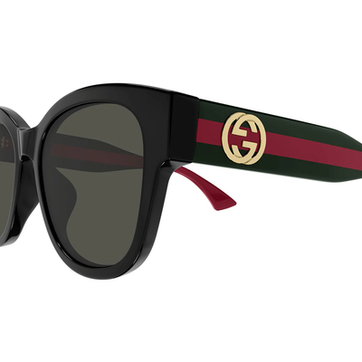 GUCCI | 義光時刻波士頓框太陽眼鏡 | 黑X經典紅綠