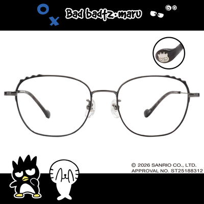 三麗鷗夢幻隊▪︎酷企鵝｜淘氣XO 方框眼鏡｜霧影黑