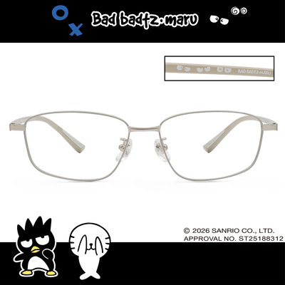 三麗鷗夢幻隊▪︎酷企鵝｜酷式放空 長方框眼鏡｜霧銀灰