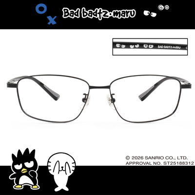三麗鷗夢幻隊▪︎酷企鵝｜酷式放空 長方框眼鏡｜潮酷黑