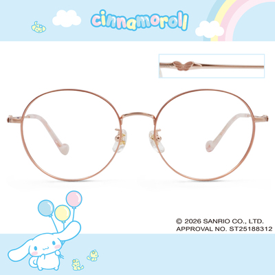 三麗鷗夢幻隊▪︎大耳狗｜肉桂捲小尾巴 圓框眼鏡｜奶霧粉金