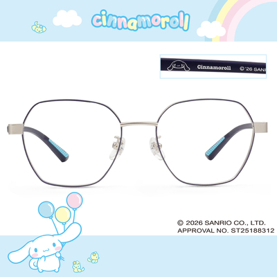 三麗鷗夢幻隊▪︎大耳狗｜軟綿奶霜 多邊框眼鏡｜雲霧藍