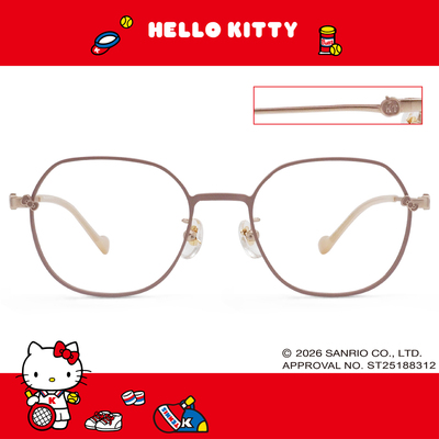 三麗鷗夢幻隊▪︎HELLO KITTY｜蘋果樂園 多邊框眼鏡｜薄霧粉