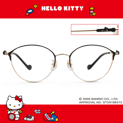 三麗鷗夢幻隊▪︎HELLO KITTY｜浪漫絮語 眉框眼鏡｜深邃黑X金