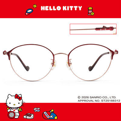 三麗鷗夢幻隊▪︎HELLO KITTY｜浪漫絮語 眉框眼鏡｜深邃紅
