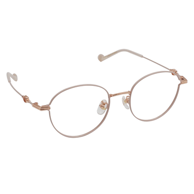 三麗鷗夢幻隊▪︎HELLO KITTY｜心動簍空樣 圓框眼鏡｜奶杏粉