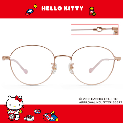 三麗鷗夢幻隊▪︎HELLO KITTY｜心動簍空樣 圓框眼鏡｜迷霧粉