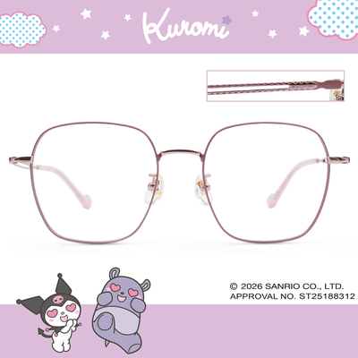 三麗鷗夢幻隊▪︎酷洛米｜壞甜鋸齒線 大方框眼鏡｜柔薰粉