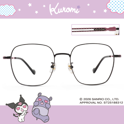 三麗鷗夢幻隊▪︎酷洛米｜壞甜鋸齒線 大方框眼鏡｜柔黑X紫
