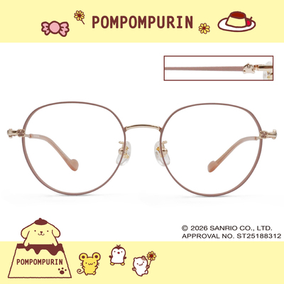 三麗鷗夢幻隊▪︎布丁狗｜甜暖小記事 圓框眼鏡｜糖霜粉金