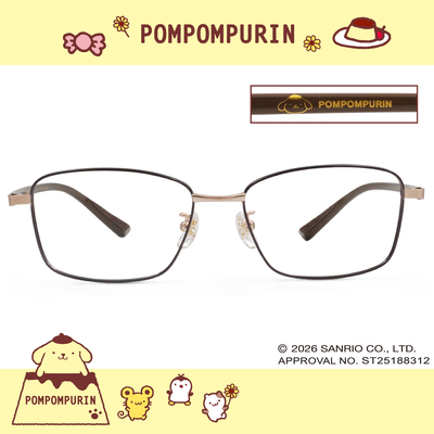 三麗鷗夢幻隊▪︎布丁狗｜奶黃布蕾 長方框眼鏡｜焦糖棕