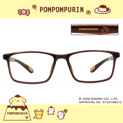 三麗鷗夢幻隊▪︎布丁狗｜飛撲美技 長方框眼鏡｜深咖