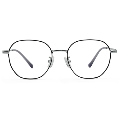 MICKY KIDS｜微笑太陽 多邊框眼鏡｜特務黑/銀